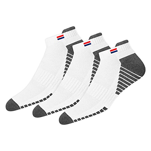 NAVYSPORT Men's Low Cut Athletic Cotton Cushion Ankle Socks with Sports Tab, Pack of 3 (Free Size)