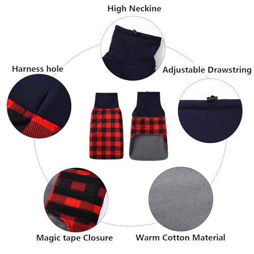 Geyecete Dackel Mantel Winter, Warmer Hunde wintermantel,wasserdichter Hundemantel mit Leinenloch,Hundepullover Hundemantel für kleine Hunde Dackel-Rot-S