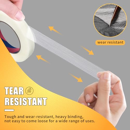 Image of Filament Strapping Tape, 1 Inch x 55 Yards, Mono Fiberglass Transparent Reinforced Packing, Heavy Duty Wearproof Tape for Packing and Shipping
