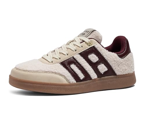 LUCKY STEP Women's Casual Faux Fur Sneakers Plush Retro Gum Sole Fashion Low Top Walking Classic Trendy Skate Tennis Shoes