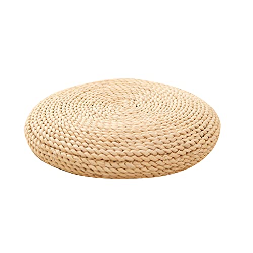 Pvczool Coussin de Tissage Fait à la Main de Pouf Naturel Rond Remplissez L'Oreiller de Soie de Soie Coussin de SièGe de Chaise de Yoga Doux Coussin de...