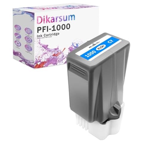 Dikarsum PFI-1000 Compatible Ink Cartridge with Pigment Ink Replacement for Canon PFI-1000 use in imagePROGRAF PRO-1000 (1PCS Cyan 80ML) Cover