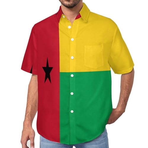 Chemise Guinée-Bissau de plage manches courtes et style hawaïen pour homme adulte tendance