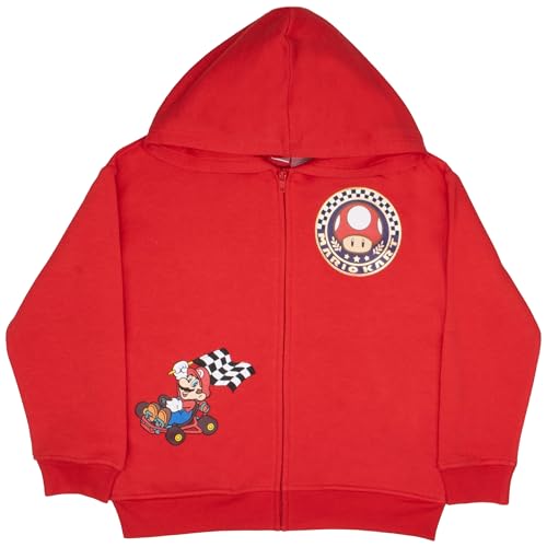 Image of Nintendo Super Mario, Bowser, Mario Kart Boys Zip-Up Hoodie and Shorts 2-Piece Set - Graphic Sweatshirt and Shorts for Kids