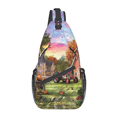 Sac à dos à bandoulière imprimé pour marche et course à pied sous le soleil couchant
