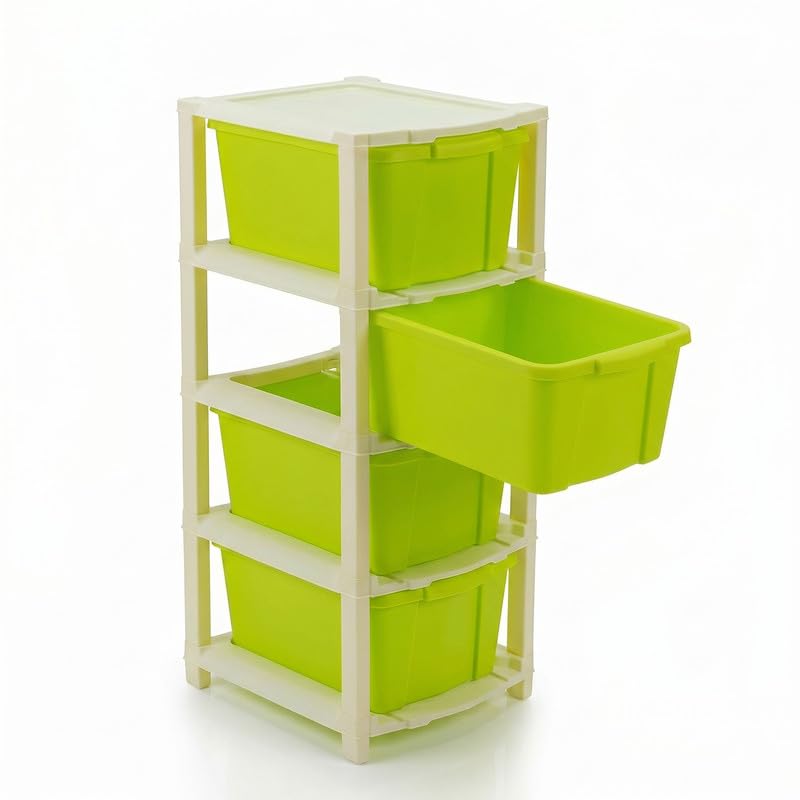 Image of Kavira Plastic Drawer Storage Tower - Space Organizer|Green,4 Layer
