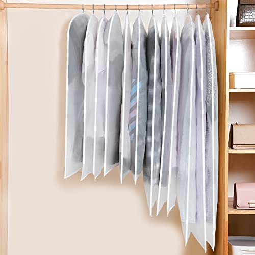 Yydslee Garment Bags For Hanging Clothes, Set Of 12 Suit Bags Dust-Proof Clothes Cover Bags Peva Moth-Proof Breathable Clothes Protectors With Full Zipper For Closet Storage, 24” X 40”/47”/55” #TOP6