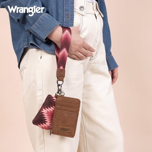 Image of Montana West Wrangler Aztec Keychain Wristlet Wallets for Women Western Dual Pouch Wristlet Credit Card Holder Wallet with Zipper Pocket WG2211-W0051DPK