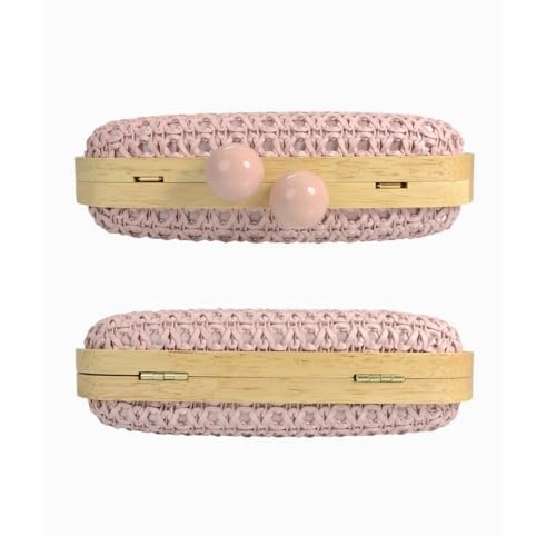 Image of Women Straw Clutch Purse Handwoven Summer Evening Bag Beach Straw Handbag Wedding Party Clutch Bag Wicker Purse