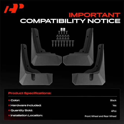 Image of A-Premium Mud Flaps Compatible with Kia | for Kia EV9 2024, No Drilling Required Mud Guards with Hardware Accessories, Set of 4 Front and Rear