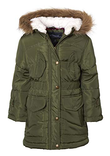 Sportoli Girls Fashion Winter Puffer Jacket Coat with Sherpa Lined Fur Trim Hood