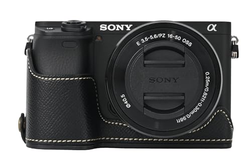 Funda para cámara Sony Alpha A6400 de cuero PU negro miniatura 1