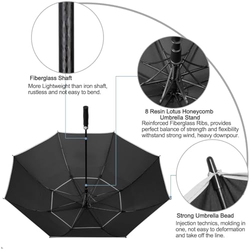 Image of G4Free 47 /54 /62 /68 Inch Automatic Open Golf Umbrella Oversize Extra Large Double Canopy Vented Windproof Waterproof Stick Umbrellas