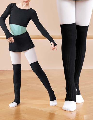 Image of Girls Leg Warmer Knitted Workout Socks for Ballet, Athletic Legsleeve for Dance Warm up