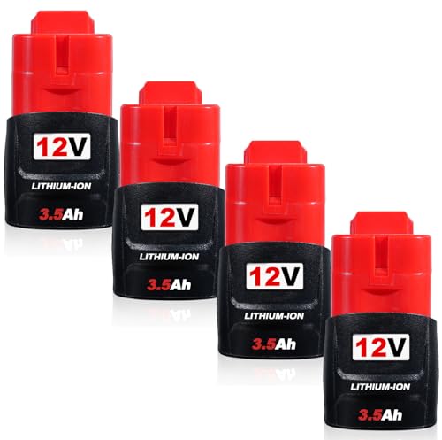 MANUFER 4Pack 12V 3.5Ah Battery Replacement for Milwaukee M12 Lithium-ion 12V Battery XC 48-11-2440 48-11-2402 48-11-2411 48-11-2412