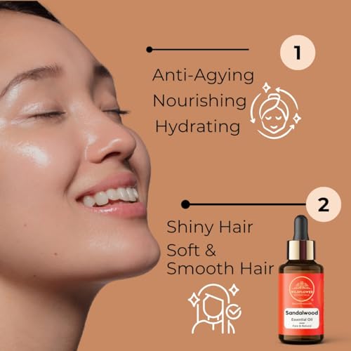 Image of Sandalwood Essential Oil For Face, Skin, Hair, Diffuser, Aroma, Soap Making, Bathing, Stress 30ml