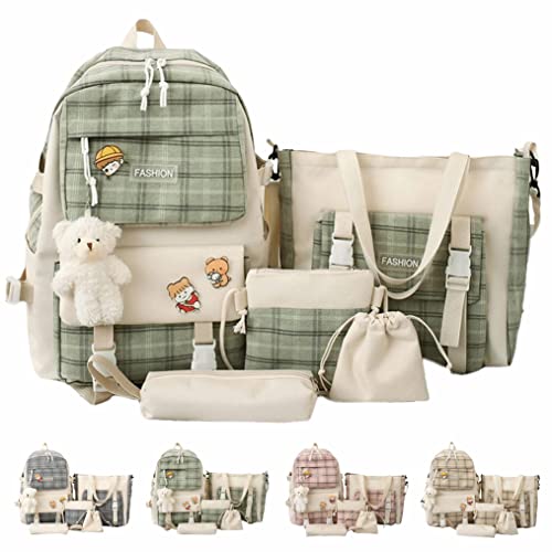 Conjunto Combinado de Mochilas Escolares Kawaii de 5 uds, Suministros para la Vuelta al Cole, Lienzo...