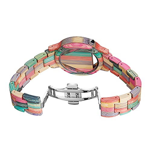 Men Watches with Handmade Colorful Bamboo Wood Watch Analog Quartz Wooden Watch for Men