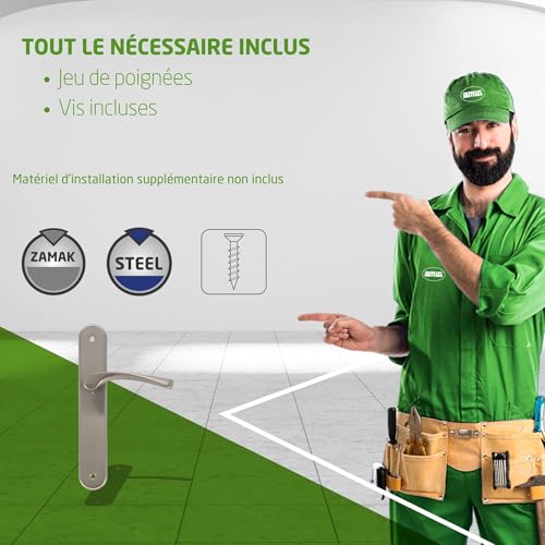 Poignées de porte Amig finition chromée mate haute qualité