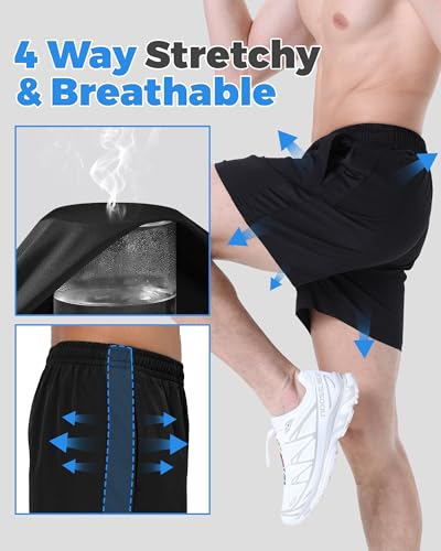 LalaHooK 2 Pack Gym Shorts Men - 5'' Quick Dry Athletic Workout Running Shorts for Casual Basketball with Zipper Pockets3
