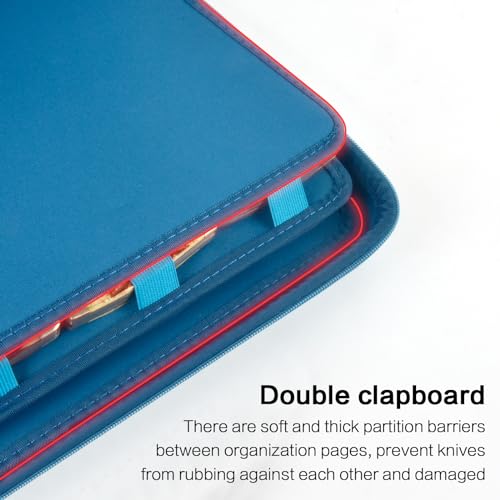 Image of Boobowl Knife Display Case for 64+ Pocket Knives and Folding Models | Knives Organized Slots, Butterfly and EDC Mini Models, Outdoor Survival Tactical Collection Storage, Dard Blue, Bag Only