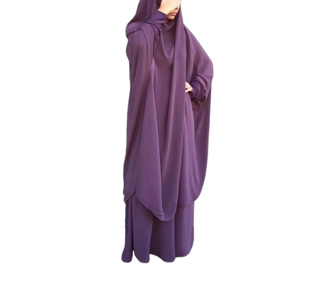 MRUOBWomen Muslim Two Piece Prayer Dress Abaya Islamic Middle East Dubai Turkey Maxi Kaftan Full Length Hijab Dress