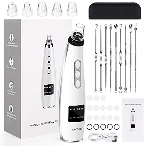 Blackhead Remover Vacuum, Electric Facial Vacuum Pore Cleaner, Rechargeable Blackhead Suction Extractor Device with 5 Probes and 9PCS Acne Tools Pimple Comedones Extractor Kit