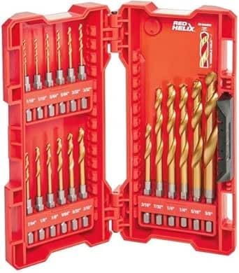 48-89-4680 18-Piece Shockwave Impact Duty Thunderbolt Titanium Drill Bit Set w/ Anti-Walking 135 Degree Angled Tip and Storage Case