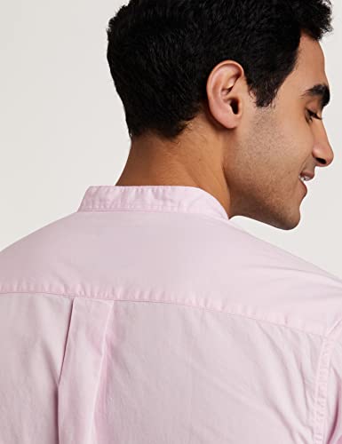 Image of Amazon Brand - Symbol Men's Solid Cotton Shirt | Chinese Collar | Casual | Plain | Full Sleeve | Summer-Regular Fit (Available in Plus Sizes)