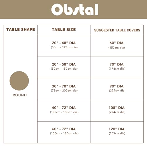 Image of Obstal 210GSM Round Table Cloth, Black, 108 Inch Diameter | Water Resistance Microfiber Tablecloth, Decorative Fabric Circular Table Cover for Outdoor and Indoor Use