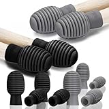 Frienda 8 Pack Drumstick Dampeners for Silent Drumming Practice Silicone Drumstick Tips Replace Your Drum Practice Pads Drum Accessories Reduce The Noise from Sticks on Solid Surfaces(Black and Grey)