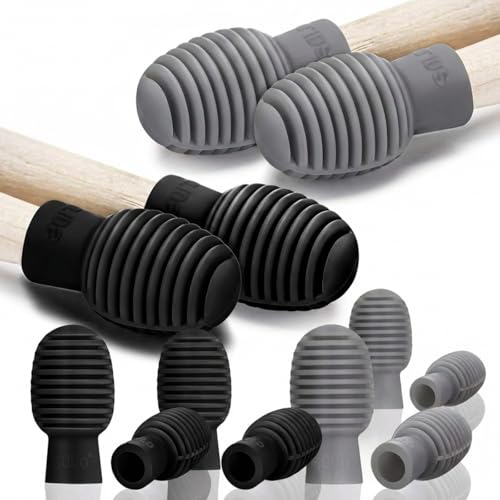 Frienda 8 Pack Drumstick Silent Tips for Drum Practice, Black and Grey