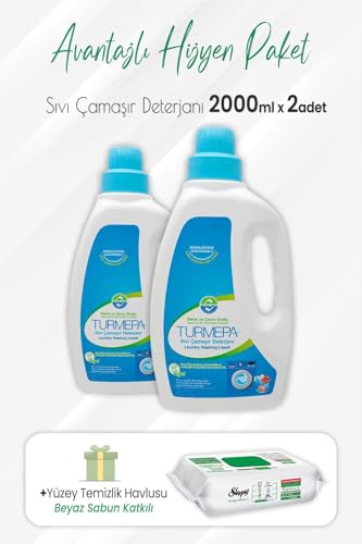 2 L x 2 Adet Sıvı Çamaşır Deterjanı ve Easy Clean Yüzey Temizlik 100'lü