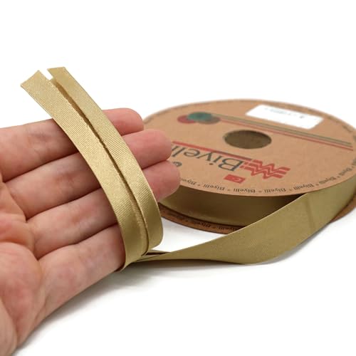 Image of Fold Satin Bias Tape - 99+ Colors - 3 /4 Inches Wide - 27 Yards - Fold Satin Binding Bias Ribbon Fabric Piping Bias Binding Tape for Sewing Clothing DIY (44. Bronze) BYS44