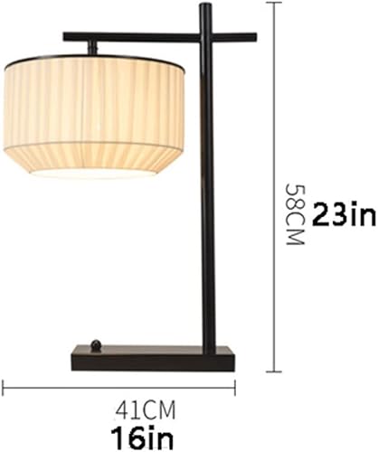 Miniatura 7 de NOLLAM Lámparas de Mesa Chinese Vintage Table Lamp Traditional Retro Bedside Lamp WHandmade Fabric Lampshape Zen Nightstand Lamp for Bedroom Home