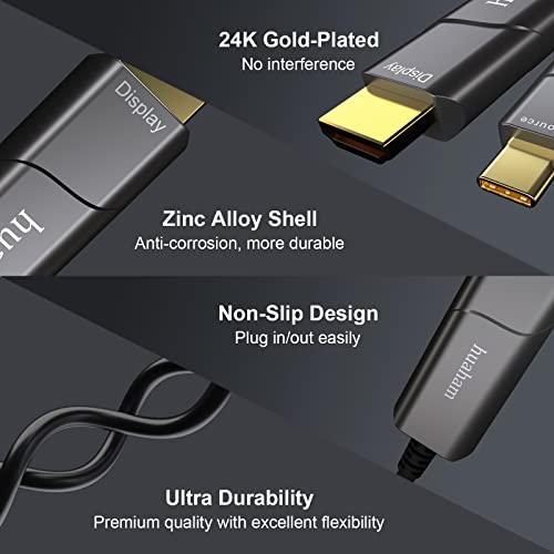 huaham Fiber Optic USB C to HDMI Cable 7.5m, Type C to HDMI 2.0 Cable 4K@60Hz, Thunderbolt 3 Compatible with MacBook Pro/Air - Image 3
