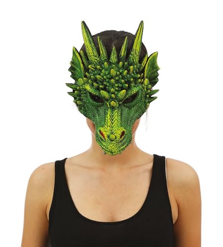 P'TIT CLOWN - Masque de Déguisement Adulte - Dinosaure - Dragon - en Mousse Polyuréthane - Parfait pour Carnaval, Halloween, Fêtes Costumées et Évènements à Thème (Dragon)