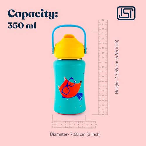 Image of rabitat Steel Play 3.0 Water Bottle for School Kids 450ml, 1+1 Year Brand Warranty | Steel Water Bottle | Steel Bottles | BPA-Free Leak-Proof, Flip-Lock Sipper, EasyCarry Handle Young wild & Free
