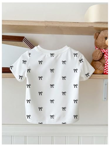 SOLY HUX Toddler Girl's Short Sleeve Bow Print Cute T Shirts Crew Neck Cute Graphic Summer Tee Tops2