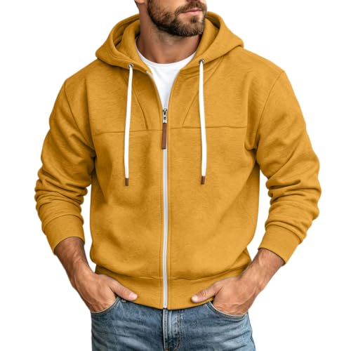 Mens Full Zip Hoodies Fashion Fleece Drawstring Hooded Sweatshirts Jackets - image 1