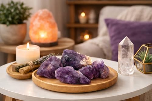 Image of Natural Raw Amethyst Crystal Stone 100 Grams for Reiki Healing, Meditation, Chakra Balancing & Manifestation | Healing Crystal Gemstone for Positive Energy & Home Decor