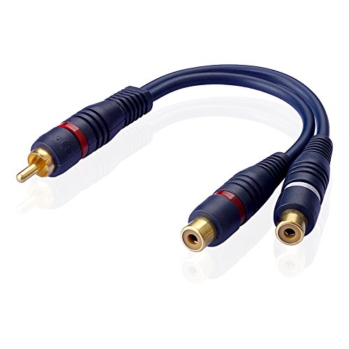 XIAOSHI 2Pcs RCA Male Plug to Dual RCA Female Jack 15cm Audio Cable