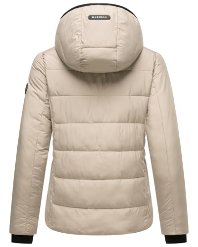 MARIKOO Basic Damen Steppjacke kurz mit Kapuze Radaa 16 Taupe Grey Gr. L