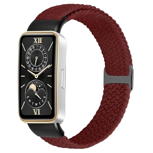KIBDSNG Braided Watch Strap Compatible with Huawei Band 10/Huawei Band 9/Huawei Band 8, Elastic Adjustable Nylon Replacement Strap for Huawei Band 10/9/8 for Women Men