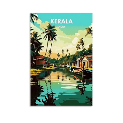 ouweri Kerala India Vintage Travel Poster (2) Print Photo Art Painting Canvas Home Decorative Bedroom Modern Decors 20x30inch(50x75cm)