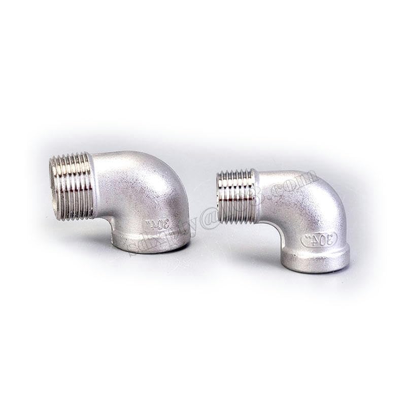 Conectores de montaje de tubo de 1/8 pulgadas, 1/4 pulgadas, 3/8 pulgadas, 1/2 pulgadas, 3/4 pulgadas, 1 pulgada, codo de calle de rosca macho y hembra, acoplador de acero inoxidable en ángulo de 90