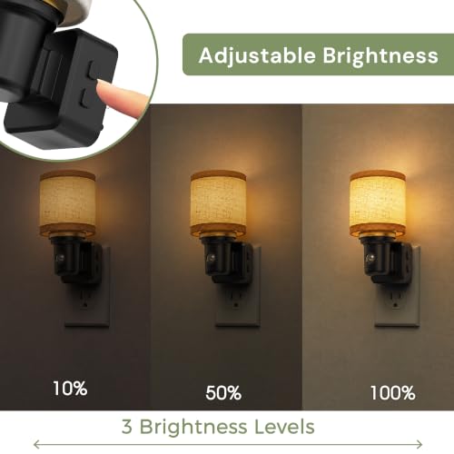 Image of L LOHAS LED Night Lights Plug into Wall,Linen Fabric Cylinder Night Light
