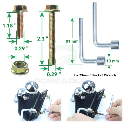 Image of [Upgraded Universal Heavy Duty Zero Turn Mower Trailer Hitch | Include Chrome Trailer Hitch Ball, 3,500 lbs, 2 Inch Diameter, 3 /4 x 2-Inch Shank and L Socket Wrench