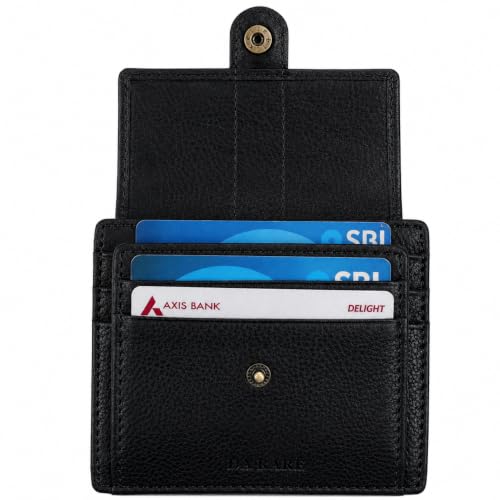 Image of Wallet for Men | Genuine Leather | Compact Purse with Coin Pocket | Card Slots & ID Window | Men's Wallet (Black)