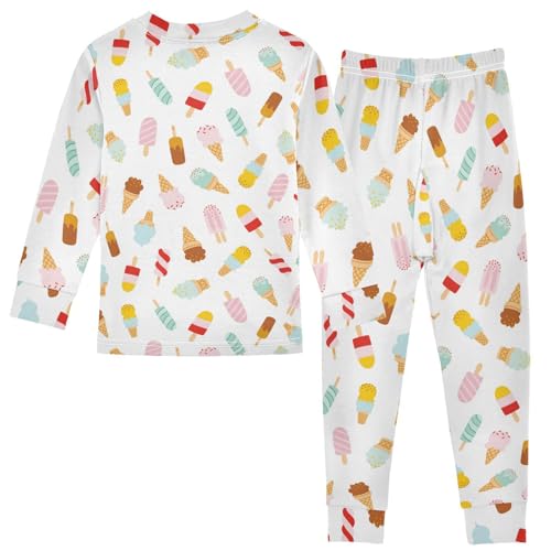 ALAZA Ice Cream Summer 2 Piece Pajama Set Long Sleeve Top and Pants Sleepwear Unisex2